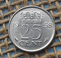 25 центiв 1958 року. Нiдерланди
