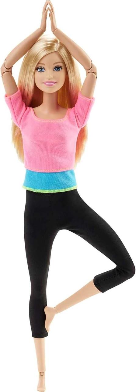 Барбі йога блондинка рухайся як я шарнірна Barbie Made to Move Barbie Doll, Pink Top DHL82, фото 1