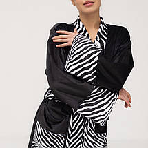 Кімоно жіноче з плюшевого велюру Kimono Black and White Zebra 18365 S ID 5045495, фото 3