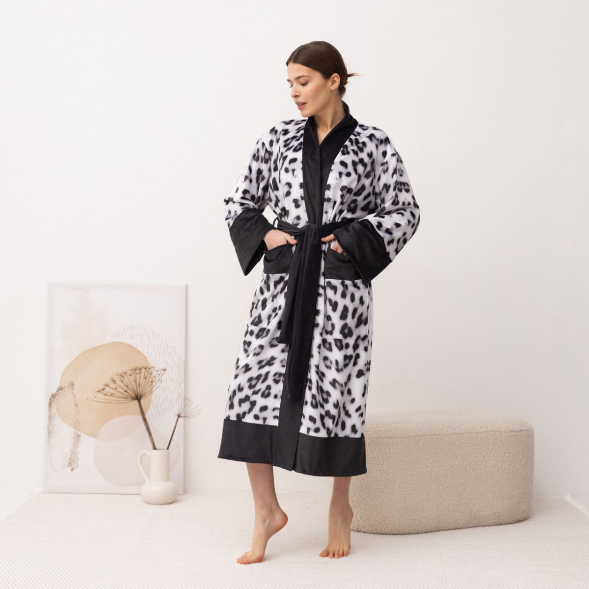Кімоно жіноче з плюшевого велюру Kimono Snow Leopard 18374 XL ID 5045504