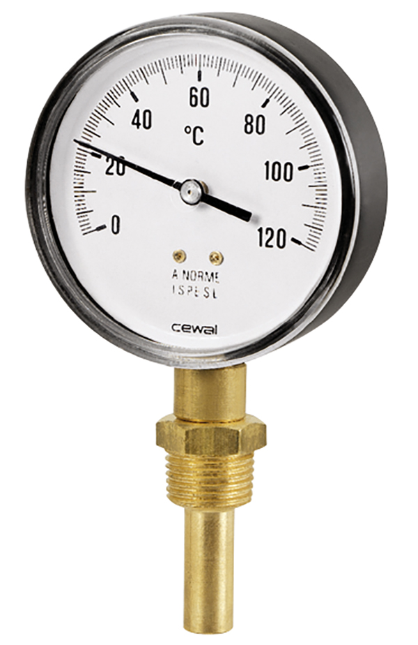 Термометр вертикальний для опалення Cewal Ø 63 мм (120°C) 5 см ударостійкий (Італія) 91646050