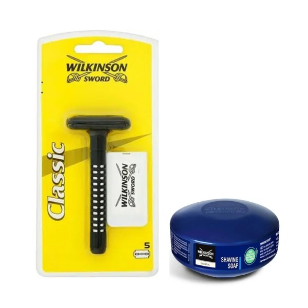 Класичний станок для гоління Wilkinson Sword Classic + Wilkinson Essential мило для гоління 125 г