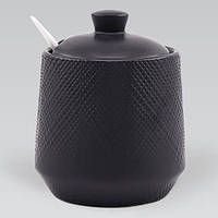 Цукорниця керамічна 0,3 л з ложкою Maestro MR-20001-09 Black - MiniLavka