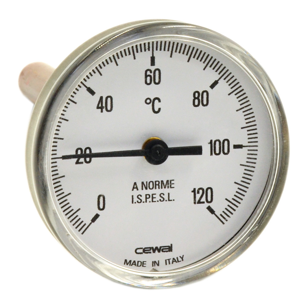 Термометр фронтальний для опалення Cewal Ø 63 мм (120°C) 5 см металевий (Італія) 91626050