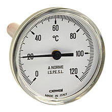 Термометр фронтальний для опалення Cewal Ø 63 мм (120°C) 10 см металевий (Італія) 91626100
