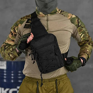 🔥 Сумка слінг "Silver Knight - ROX" 3 літри (чорна) однолямковий рюкзак, зсу, поліції, нацгвардії