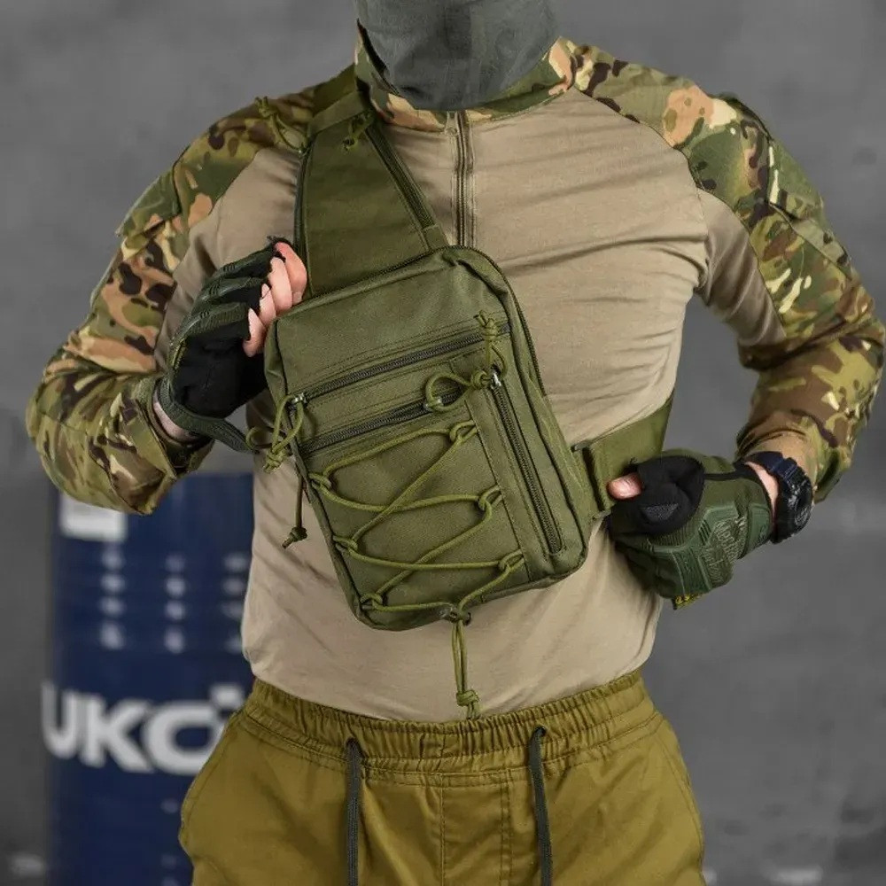 🔥 Сумка слінг "Silver Knight - ROX" 3 літри (олива) однолямковий рюкзак, зсу, поліції, нацгвардії
