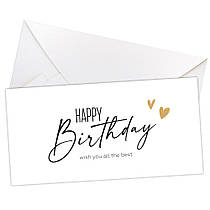 Конверт для грошей "Happy birthday" золоте серце