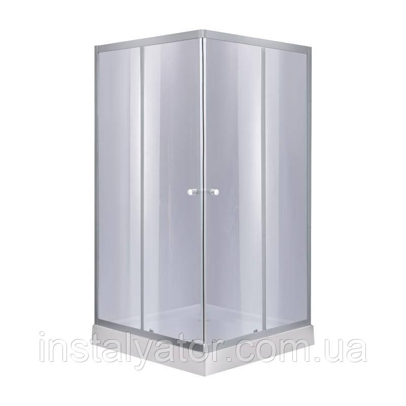 Набір Lidz душова кабіна Wawel SC90x90.SAT.LOW.GR, скло тоноване 4 мм + піддон Mazur