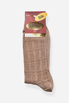 Шкарпетки чоловічі демісезонні коричневого кольору шовк р.41-45 198558M