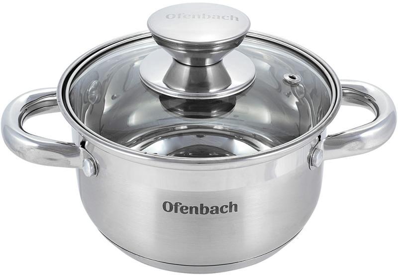 Каструля Ofenbach Casserole з нержавіючої сталі 1100мл зі скляною кришкою