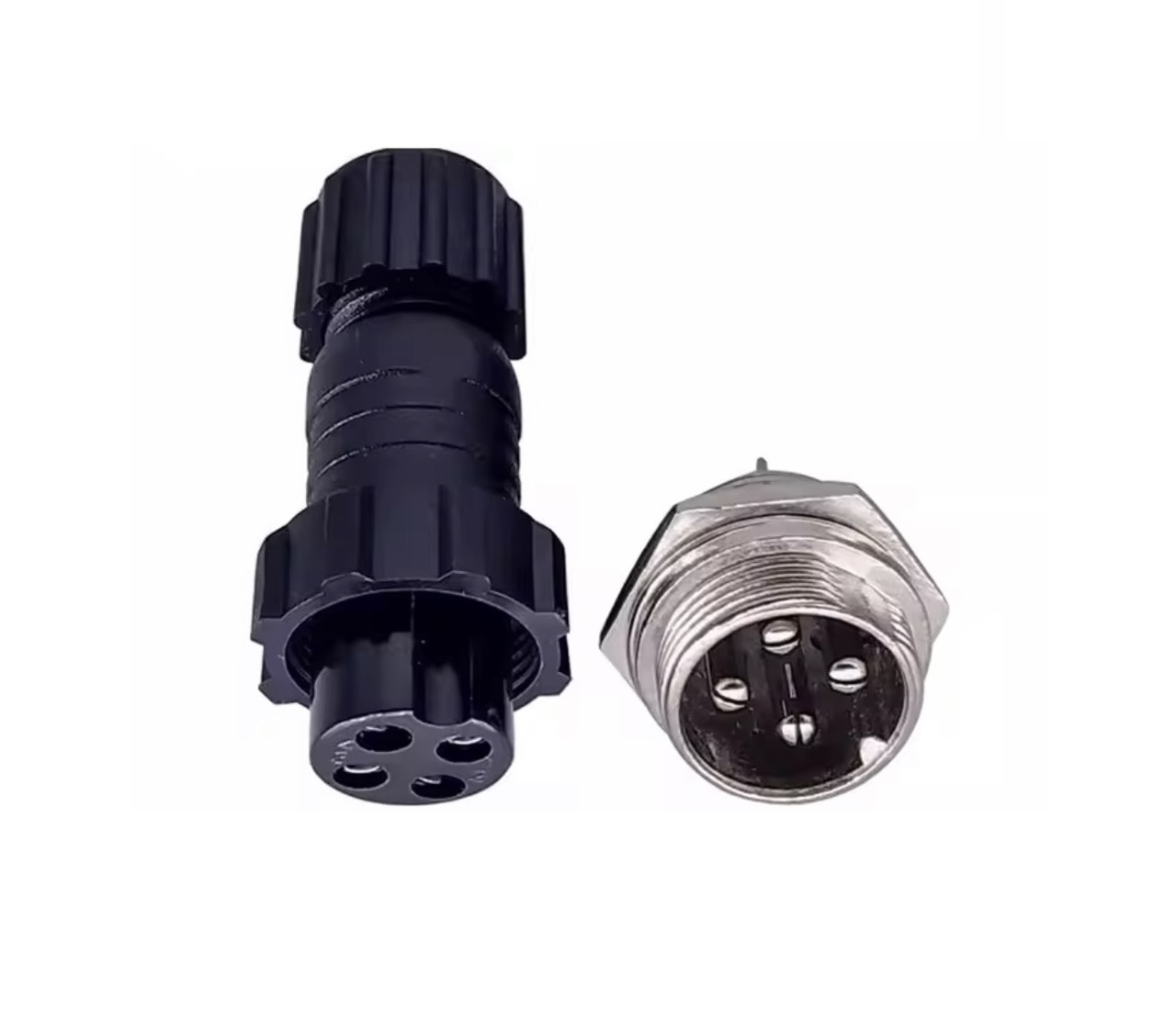 З'єднувач силовий GX16 4pin 10А, комплект male+female, водостійкий IP65