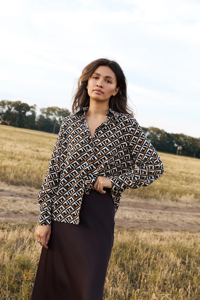 Бежева блузка вільного крою Modna KAZKA MKAZ6707-1, фото 1