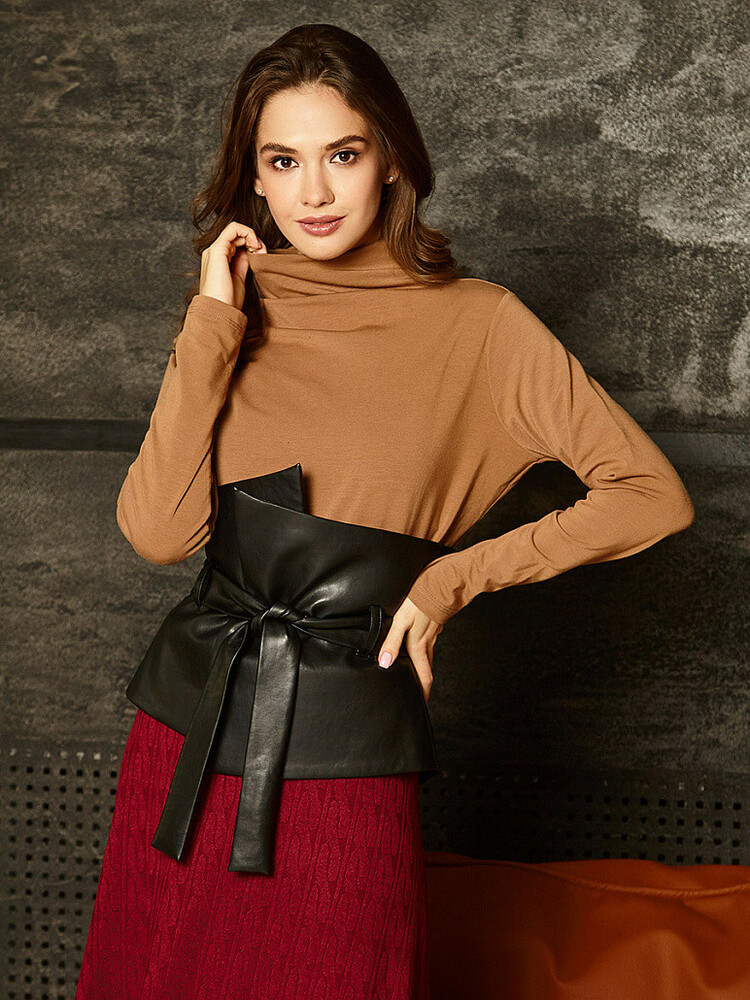 Корсет жіночий з еко-шкіри чорний Modna KAZKA MKSH2586-1