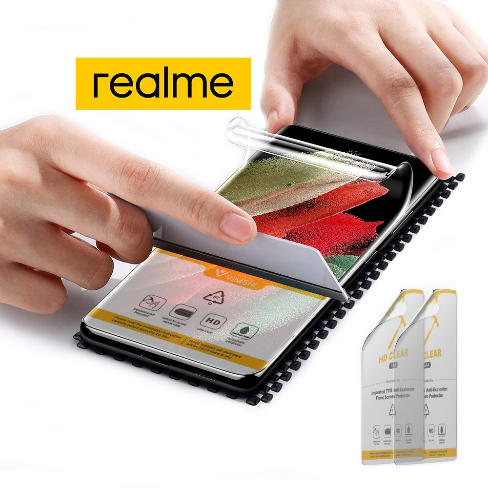 Плівка 2 шт. на Realme Будь-яку Модель — гідрогелева/поліуретанова TPU захисна протиударна на скло, фото 1