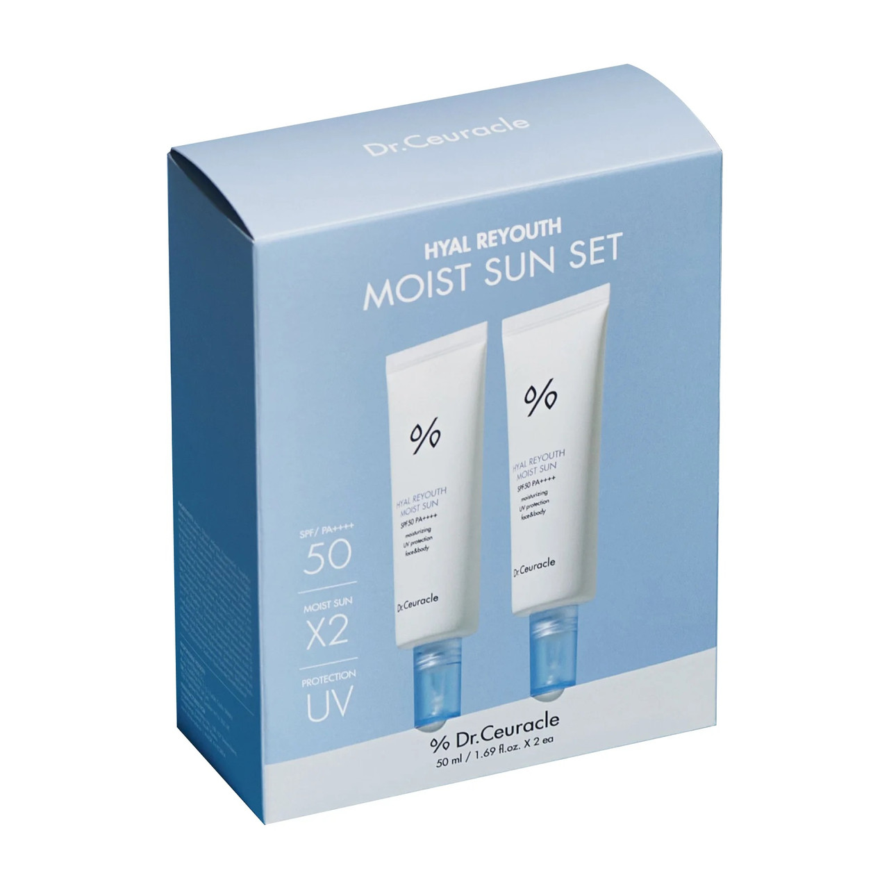 Набір зволожуючих сонцезахисних кремів Dr. Ceuracle Hyal Reyouth Moist Sun Duo Set SPF 50+/PA++++ (2*50 ml)