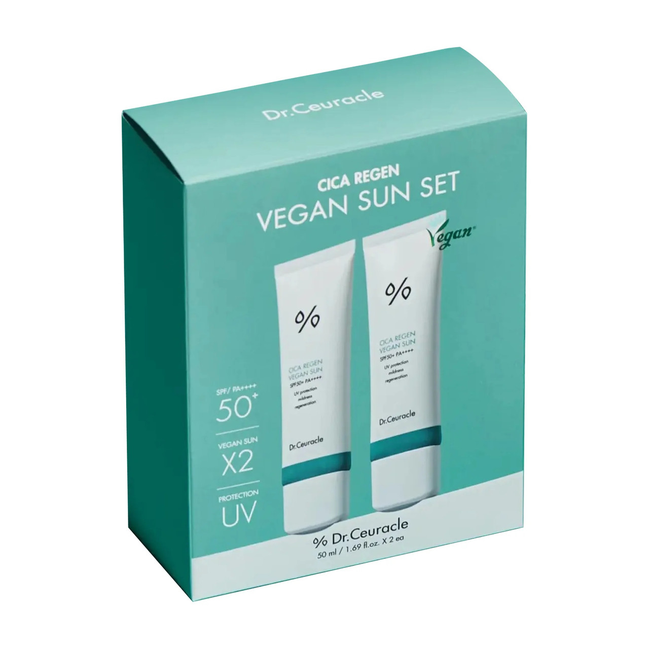 Набір сонцезахисних кремів з центелою Dr. Ceuracle Cica Regen Vegan Sun Duo Set (2*50 ml)