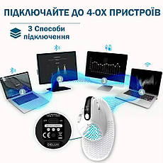 Мишка Бездротова Bluetooth Delux M618 XSD Seeker Анатомічна Вертикальна Ергономічна для ПК ноутбука Універсальна Біла, фото 2
