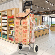 Господарська сумка-візок кравчучка на колесах 95 см Бежевий