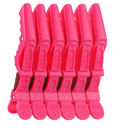 Пластиковий затискач для волосся Crocodile Малиновий 6 шт