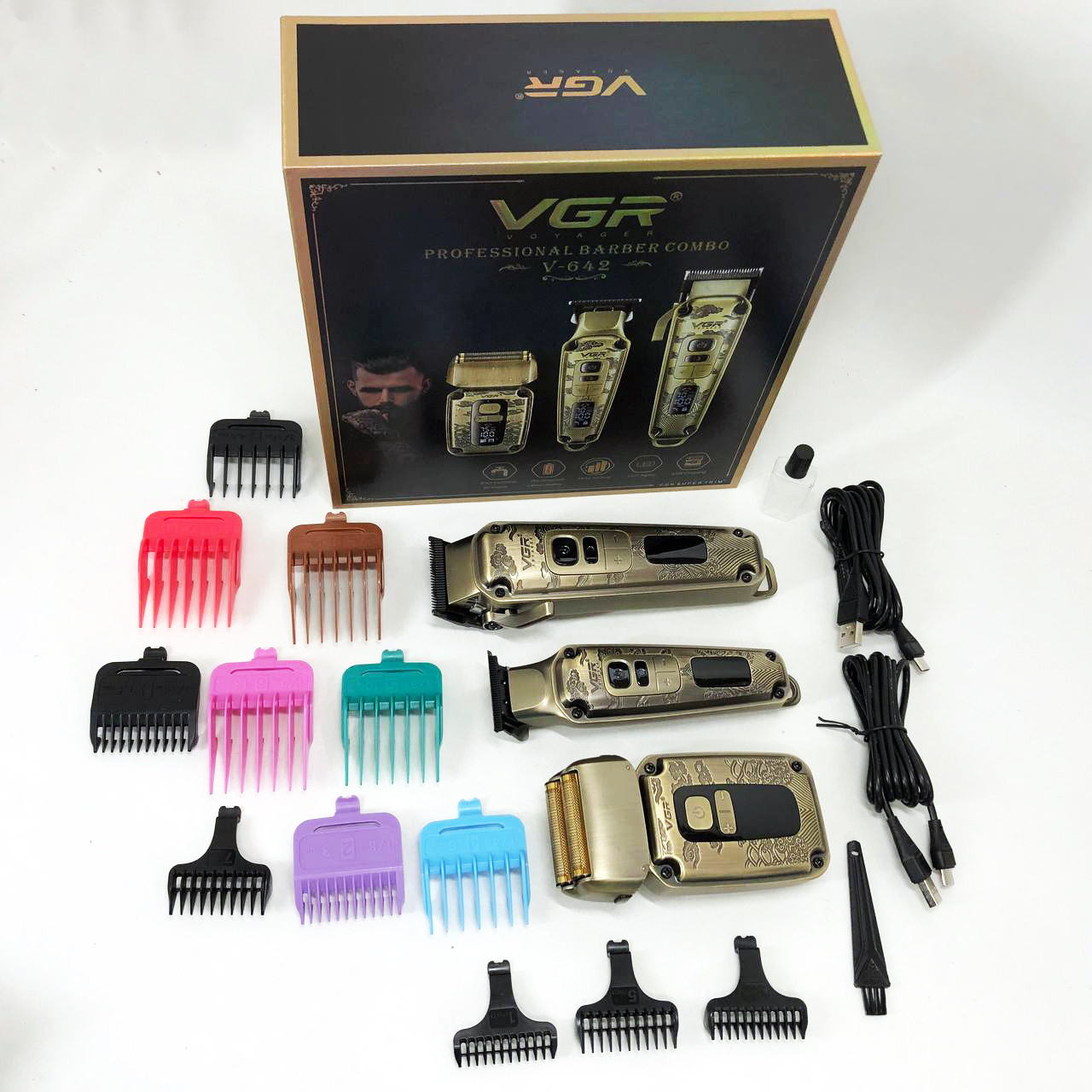 Професійна машинка для стрижки волосся з насадками VGR V-642, Машинка для стрижки RE-941 посіченого волосся