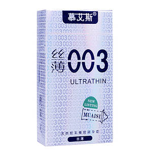 Ультратонкі презервативи 0,03 мм Muaisi 003 Ultrathin Silver  12 шт