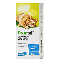 Таблетки від глистів для котів 1-4 кг. Bayer Elanco Drontal (Байєр Дронтал) 24 шт.