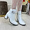 Черевики шкіряні жіночі на невисокому підборі. Колір білий, фото 3