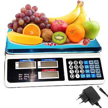 Електронні ваги торговельні до 40кг, від мережі та акумулятора, RIAS Digital Pricing / Настільні ваги для торгівлі