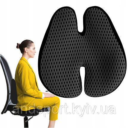 Ортопедична подушка 4FIZJO для спини 41 x 40 см Black (P-5907739318763), фото 1