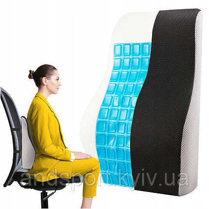 Ортопедична подушка 4FIZJO для спини 46 x 39 см охолоджувальна Black/Grey (P-5907739318756), фото 1
