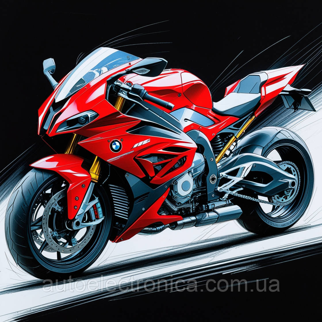 Картина на полотні "Futuristic Red BMW Motorcycle" | FMD 7.07, фото 1