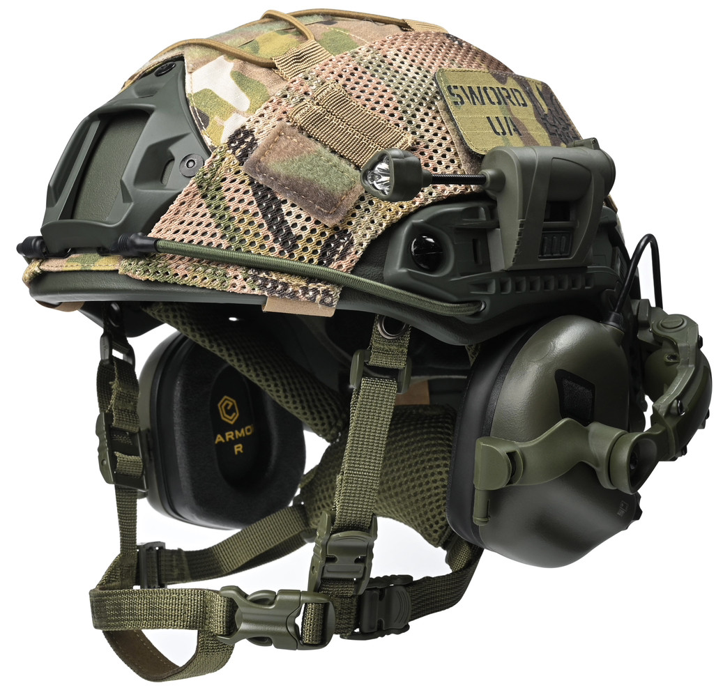 Балістичний шолом каска FAST Helmet NIJ IIIA + Тактичні навушники M31+ ліхтарик