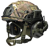 Балістичний шолом каска FAST Helmet NIJ IIIA + Тактичні навушники M31+ ліхтарик