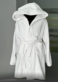Дитячий махровий білий халат з капюшоном