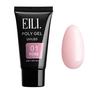 Полігель для манікюру , полігель на верхні форми , акрі гель ,нюд EILI 01 Rose рожевий