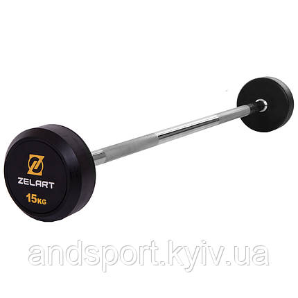 Штанга фіксована пряма прогумована Zelart Rubber Coated Barbell TA-2685-15 довжина-95см 15кг Код TA-2685-15, фото 1