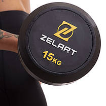 Штанга фіксована пряма прогумована Zelart Rubber Coated Barbell TA-2685-15 довжина-95см 15кг Код TA-2685-15, фото 5