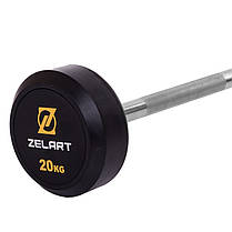Штанга фіксована пряма прогумована Zelart Rubber Coated Barbell TA-2685-20 довжина-95см 20кг Код TA-2685-20, фото 2