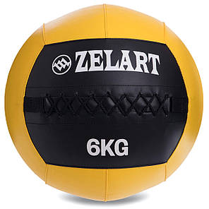 М'яч набивний для кросфіту волбол WALL BALL Zelart FI-5168-6 6кг чорний-жовтий Код FI-5168-6, фото 1