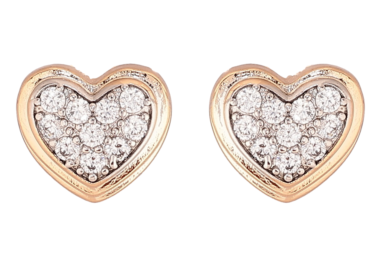 Сережки Xuping Позолота 18K + Родій пусети «Сердечка»
