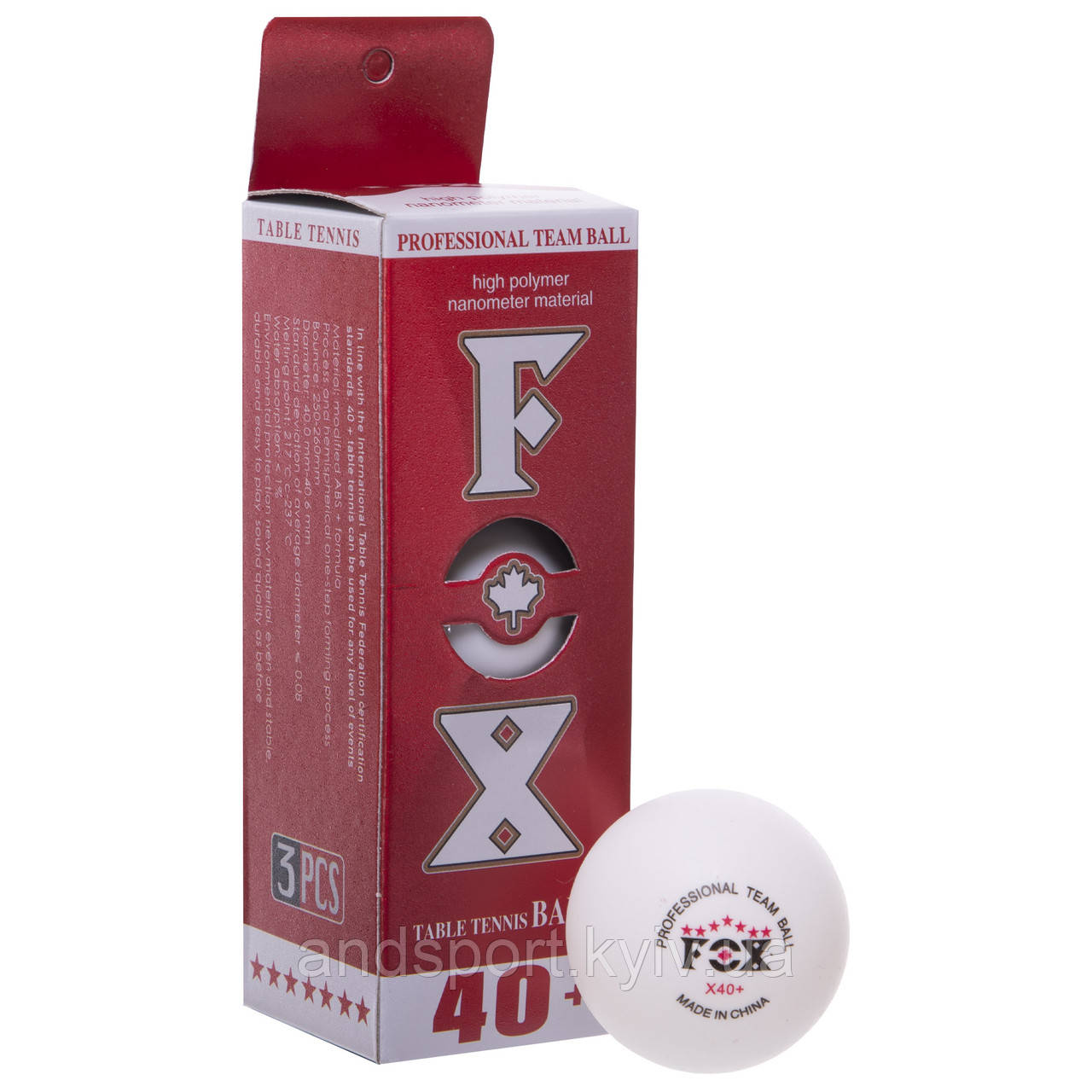 Набір м'ячів для настільного тенісу FOX 3* 40+ T007 3шт білий Код T007