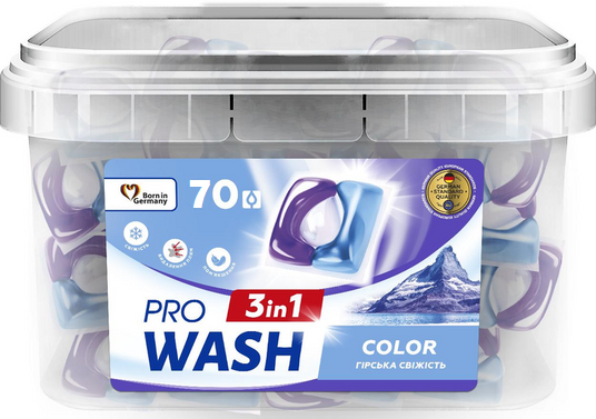Капсули для прання Pro Wash 70 шт, Color, "Гірська свіжість", фото 1