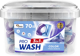 Капсули для прання Pro Wash 70 шт, Color, "Гірська свіжість"