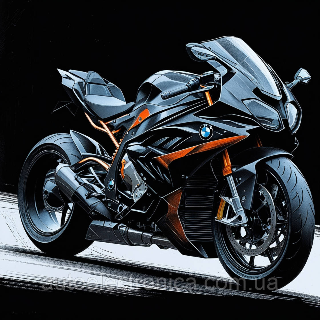 Картина на полотні "Futuristic Black BMW Motorcycle" | FMD 7.15