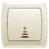 Вимикач прохідний одноклавішний з підсвіткою Carmen VIKO крем, врізний Віко вбудований одинарний 90562063