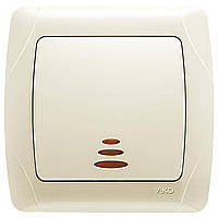 Вимикач одноклавішний з підсвіткою Carmen VIKO крем, врізний Віко вбудований одинарний 90562019