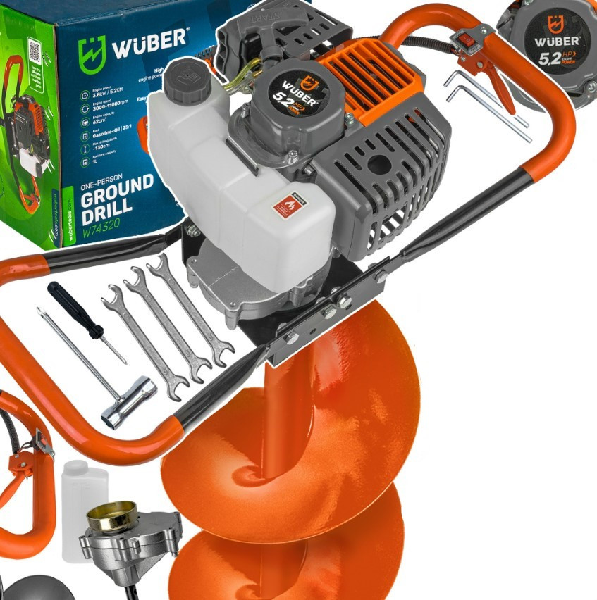Мотобур бензиновий WUBER WR-5240 + шнек 200 мм.
