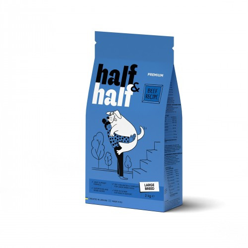 Сухий корм Half&Half для дорослих собак великих порід, із яловичиною, 2 кг (*)