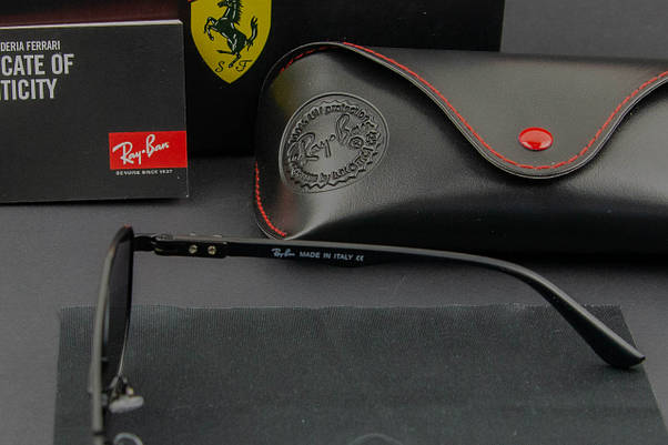 Сонцезахисні окуляри RAY BAN Ferrari поляризаційні UV400 (арт. RB0304-P) чорний/ дзеркальні лінзи, фото 5